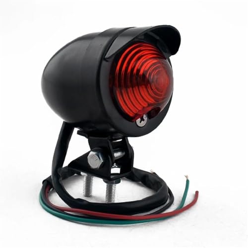 Motorcycle Rear Light Universal Motorcycle Stop Rear Light Aluminum Housing For Scooter Visor Tail Lamp Indicator Rears Tails Lights(Black)
