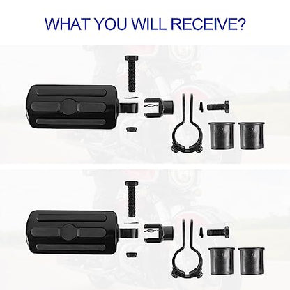 Motorcycle Highway Pegs, Crash Bar Foot Pegs for Harley Touring Electra Street Glide Road King Sportster, Kawasaki, 1"(25mm), 1 1/4"(32mm), 1 1/3"(34mm) Engine Guard Footrest, 1 Pair - color: Slotted Style - All Black