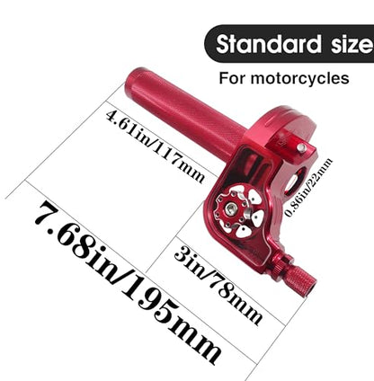 Motorcycle Throttle Grip 7/8" 22mm CNC Aluminum Quick Twister with Throttle Cable for KLX CR CRF EXC XR CRF50 CRF230 50 110 125 230 250 Dirt Pit Bike Motocross Motorbike Quad ATV - color: Red