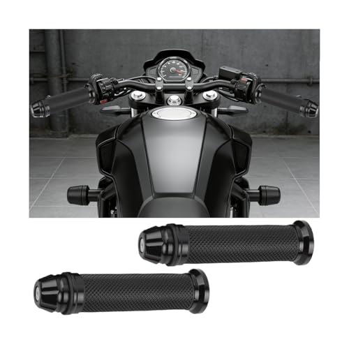 2PCS Motorcycle Handlebar Grips, 7/8" & 1" Aluminium Rubber Motorcycle Handle Grip Covers, Anti-Slip Motorbike Decoration Accessories, Compatible with LC4 Enduro, RC 200, RC 390 (Black) - color: Black