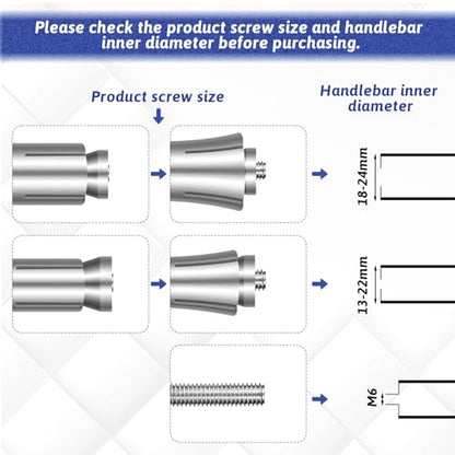 2 Pack Motorcycle Bar Ends Mounting Screw Set Universal 13mm-24mm Handlebar Expansion Screws for 7/8'' Handle Bar Grip End Caps Silder Handle Bars Plug Side Mirror Electric Dirt Bike Scooter Silver