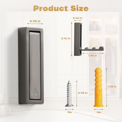 Folding Wall Hook, 4Pcs Foldable Coat Hooks Mounted, Heavy Duty Zinc Alloy No Rust Fold Up Hooks for Hanging Coat, Towel, Key, Hat, Bag, Jacket, Backpack (Gray) - color: Gray, size: 4
