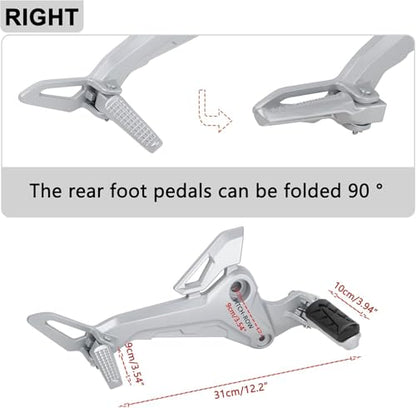 Mokuo Motorcycle Footrest Assembly,1 Pair Footpegs Kit in Alloy Aluminum Material Fit for Honda Grom Msx 2017-2020,Silver Color - color: 1 Pair - Silver