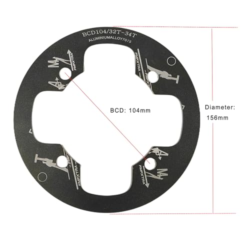 UPANBIKE Mountain Bike Chainring Guard BCD 104mm Aluminum Alloy Chainring Protector Cover for 32~34T 36~38T 40~42T Bicycle Chainring Sprockets