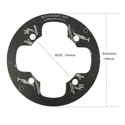 UPANBIKE Mountain Bike Chainring Guard BCD 104mm Aluminum Alloy Chainring Protector Cover for 32~34T 36~38T 40~42T Bicycle Chainring Sprockets