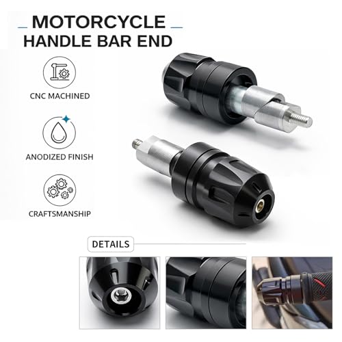 Motorcycle Handle Bar Ends Plug for 17-19 mm Handlebars, Aluminum Heavy Bar End Slider Anti Vibration Handlebar Grip End Weight Caps(Black) - color: Black