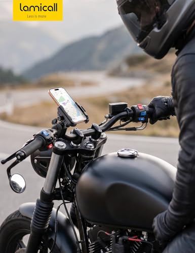 Lamicall Motorcycle Bike Phone Mount - [Upgrade Vibration Dampener] [Camera Friendly] Bike Phone Holder Handlebar Clamp, Bicycle Cell Phone Mount, iPhone 17 16 Pro Max, Galaxy S25 Ultra, 6-7.2" Phones