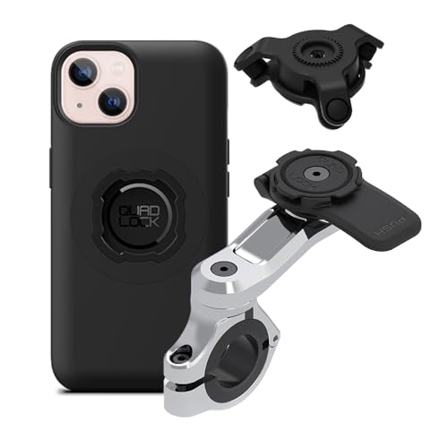 Quad Lock Motorcycle Handlebar Phone Mount PRO Chrome with Vibration Dampener and MAG Phone Case for iPhone 13 - size: iPhone 13