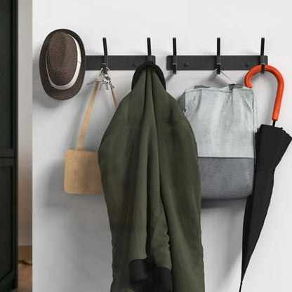 VAEHOLD 2PACK Coat Hooks Wall Hook for Hanging Clothes Robes Towels Hats Heavy Duty Coat Hanger Coat Rack Wall Mount with 3 Hooks - Black - color: Black, size: “C“ Shape 3 Hooks 2 Pack
