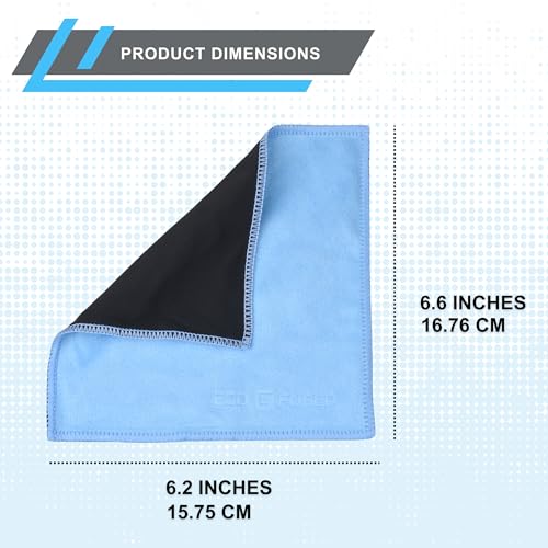 Eco-Fused Microfiber Cleaning Cloths - 5 Pack - Double-Sided Cleaning Cloths - Microfiber and Suede Cloth for Smartphones, LCD TV, Tablets, Laptop Screens, Camera Lenses (Blue & Grey - 5 Pack) - color: Blue & Grey