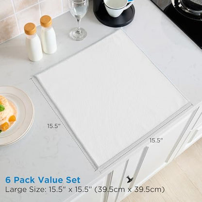 Microfiber Glass Cleaning Cloth 6 Pack, 15.5x15.5 Inch White Magic Cleaning Rags, Lint Free Streak Free Reusable Towels for Windows, Mirrors, Cars, Screens, Kitchen and Stainless Steel Surface - color: White