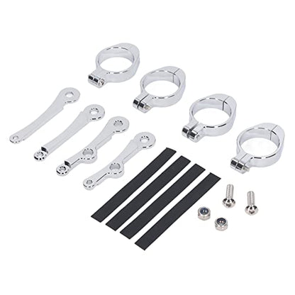 Motorcycle Headlight Mount Bracket Universal | CNC Aluminium Clamp for 39-41mm Fork Tubes, Sturdy Turn Signal Holder, Modified Replacement Part, Silver