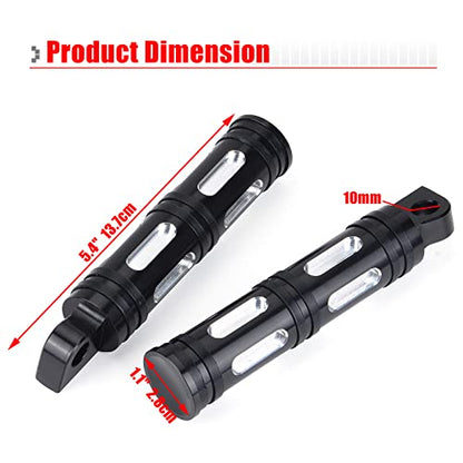 Goldfire 1 Pair Motorcycle Foot Pegs CNC Cut Male Front & Rear Foot Pegs Foot Rests Motorcycle Passenger Pedals Compatible with Harley Sportster, Dyna, Road King (Black) - color: Black