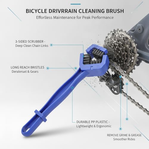 Bicycle Chain Cleaning Brush, Double-Headed Drivetrain Scrubber for Bike and Motorcycle Maintenance, PP Plastic Tool for Grease and Grime Removal (1 PC) - color: Blue