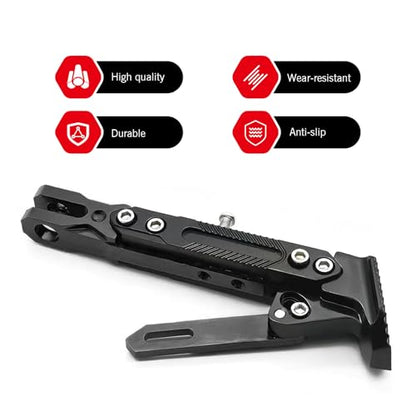 1 PC Motorcycle Kickstand, Height Adjustable CNC Alloy Side Stand with Non-slip Foot, Replacement Tripod Holder, Universal for Scooter Dirt Pit Bike (Black) - color: Black