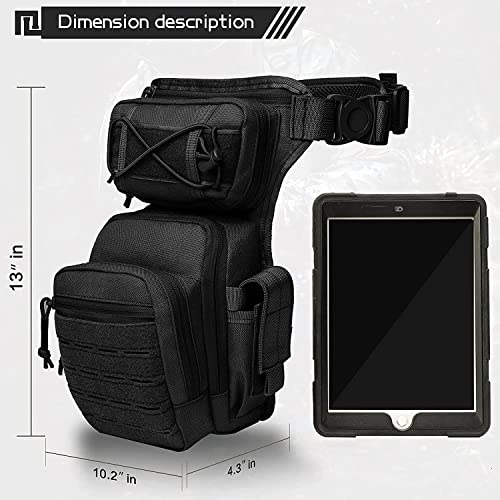 Drop Leg Bag for Men Women Military Tactical Thigh Pack Pouch Multifunctional Tactical Package Outdoor Hiking Thigh Bag - color: Black