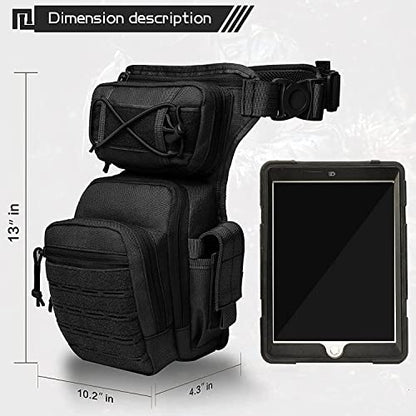 Drop Leg Bag for Men Women Military Tactical Thigh Pack Pouch Multifunctional Tactical Package Outdoor Hiking Thigh Bag - color: Black
