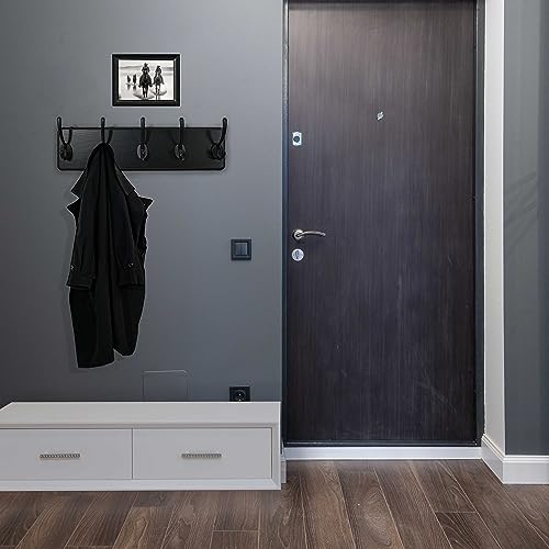 WEBI Coat Rack Wall Mount,Coat Hanger Wall,16" Hole to Hole,Coat Hooks Wall Mounted,Hook Rack,5 Hooks for Hanging Coats,Hats,Jacket,Clothes,Entryway,Black - color: Black Wood/Black Hook, size: 17.3 Inch-5 Hooks