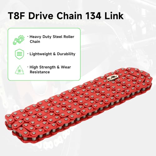 T8F Drive Chain 134 Link Chain Breaker Compatible with 2 Stroke Engine SYX Moto 50cc Dirt Bike Mototec SSR X-pro Coolster 47cc 49cc Pocket Rocket Pit Bike ATV Quad 4 Wheeler Go Kart Parts (Red) - color: Red