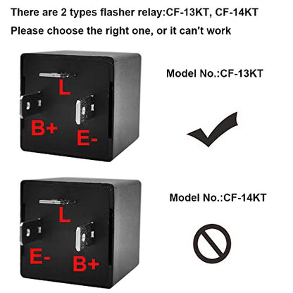 Gebildet 2 pieces 12V 3 Pin Electronic LED Flasher Relay 0.1W-150W c/m Motorcycle Turn Signal Adjustable Flasher CF-13KT, comes with 6pcs Terminals - color: Black-13KT