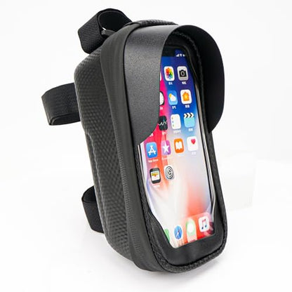 Phone Mount for Bike, Waterproof Bicycle Phone Holder Bag with Sun Visor, Touchscreen Phone Case Fits Up to 7.2 Inch Phones, Bike Frame Bag for Cycling Accessories