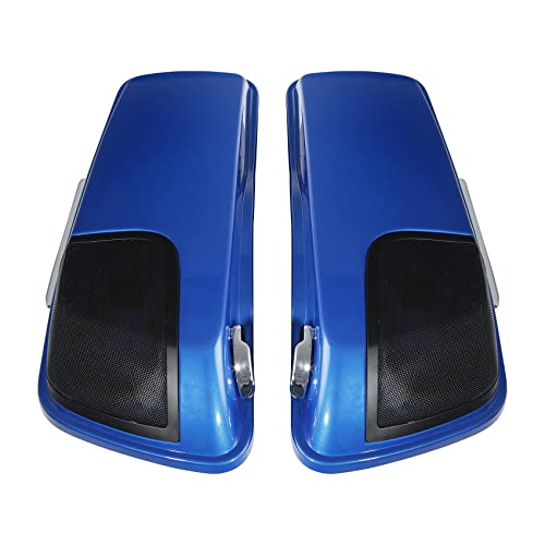 HR3 Electric Blue 4" Stretched Hard Saddlebags w/Speaker Lids Compatible with 2018 Street Glide FLHX (Replace for OEM) - color: Electric Blue