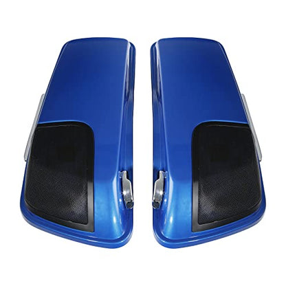 HR3 Electric Blue 4" Stretched Hard Saddlebags w/Speaker Lids Compatible with 2018 Street Glide FLHX (Replace for OEM) - color: Electric Blue
