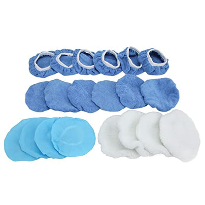 20 Pieces 6 Inch Microfiber Car Polisher Pad Buffing Bonnet Set for Waxing and Polishing Cars, Motorcycles, Ships, Boats