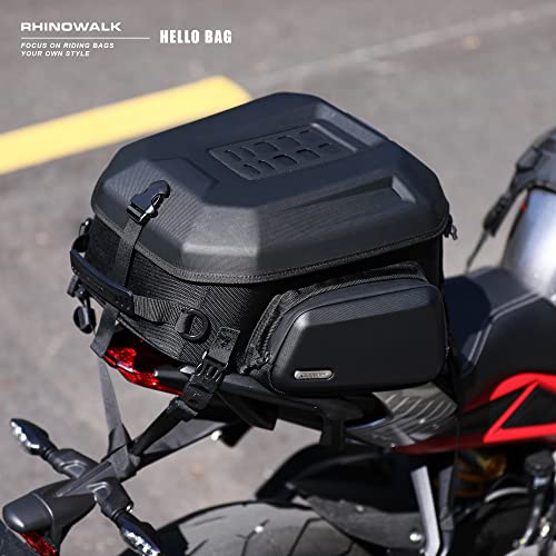 Motorcycle Tail Bag Waterproof 23-35L Expandable Motorbike Helmet Bag Luggage Bag Storage Bag with Sissy Bar Straps Matte Black