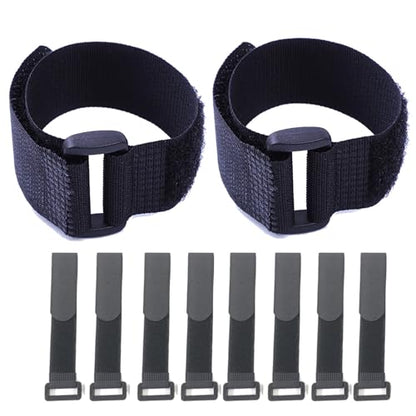 Fastening Hook and Loop Cable Straps,10Pack Black Self-Adhesive Cable Ties,Nylon Securing Straps with Buckles,Adjustable and Reusable Cinch Straps for Cords Organized and Tidy(1" x 12") - size: 1" x 12"