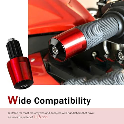 2 PCS Motorcycle Handlebar End Caps, Aluminum Alloy 7/8" 22mm Bar End Plugs, Wear-resistant Handlebar Plugs, Universal for Most Motorcycles, Scooters, Dirt Bikes (Red) - color: Red