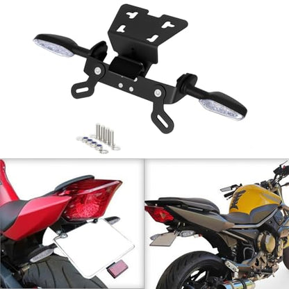 FZ6R Fender Eliminator Kit Compatible with XJ6N XJ6 Diversion XJ6 Diversion F FZ-6R Tail Tidy License Plate Mount with Turn Signals Rear & LED License Plate Light (Clear) - color: Clear