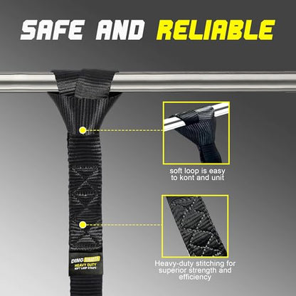 Soft Loop Tie Down Straps - 1.6'' x 17'' (4 Pack), 10000 Lbs Breaking Strength, Heavy Duty with Soft Loop Ends for Securing ATV, UTV, Motorcycles, Scooters, Dirt Bikes, Lawn Garden Equipment - color: Black