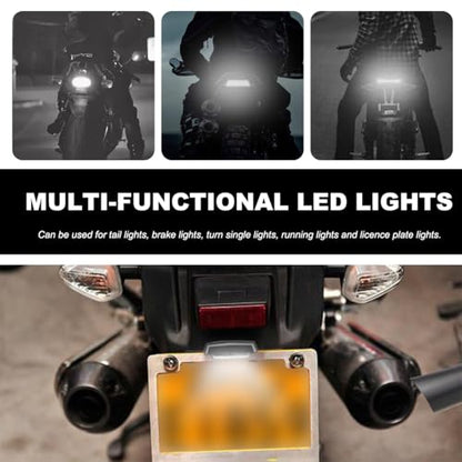 Motorcycle LED License Plate Lamp Assembly, 12V Waterproof Motorbike Bright LED Brake Running Tail Light, Universal Rear Brake Light Taillight Lamp for ATV Dirt Bike