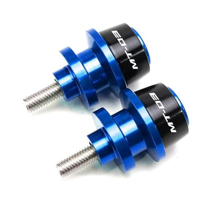 MOWOK Fit For YAMAHA MT03 MT-03 2015 2016 2017 2018 2019 2020 2021 2022 2023 2024 2025 Motorcycle Accessories 6MM Swingarm Spools Slider M6 Stand Screws (Blue) - color: Blue