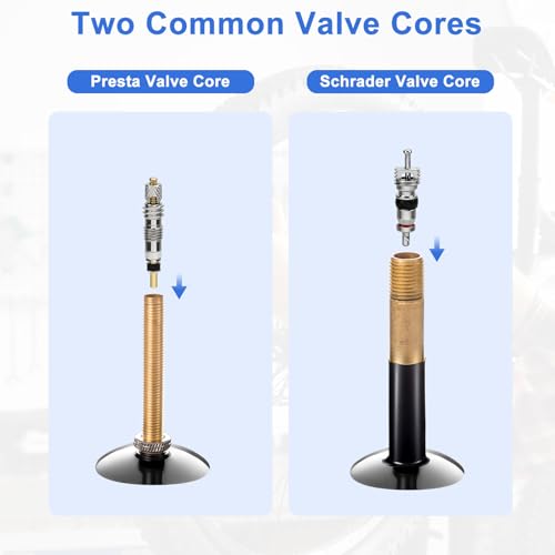 Linkstyle Valve Core Removal Tool Kit: 20PCS Presta Schrader Valve Cores, Tire Valve Core Remover Tool for Tire Repair, 4-Way Valve Tool for Bicycle Motorcycle Car