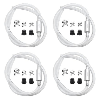 4 Pcs Universal Brake Bleeder Hose Kit with One-Way Check Valve, Rubber Brake Bleeder Hose, Brake System Bleeding Tools for Car, Motorcycle, Includes Fixing Clips & Rubber Caps