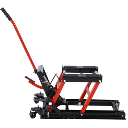 1500 LBS Hydraulic Motorcycle Lift Jack ATV Scissor Jack with 4.5"-15" Lifting Range Motorcycle Lift with Non-Slip Platform and Safety Lock Portable Dirt Bike Stand Lift for Garage Maintenance