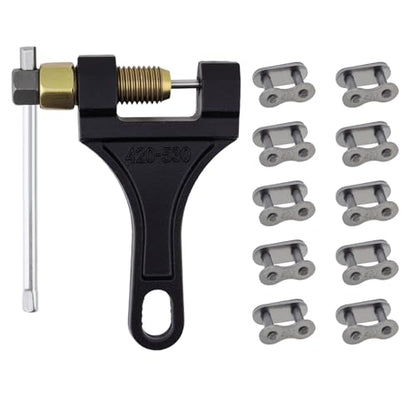 Windance Motorcycle Chain Link Breaker,Chain Pin Removal Tool with 10 Connecting Master Link for 50cc 125cc Dirt Pit Bike ATV Quad Go Kart Scooter Mini Bike (420)