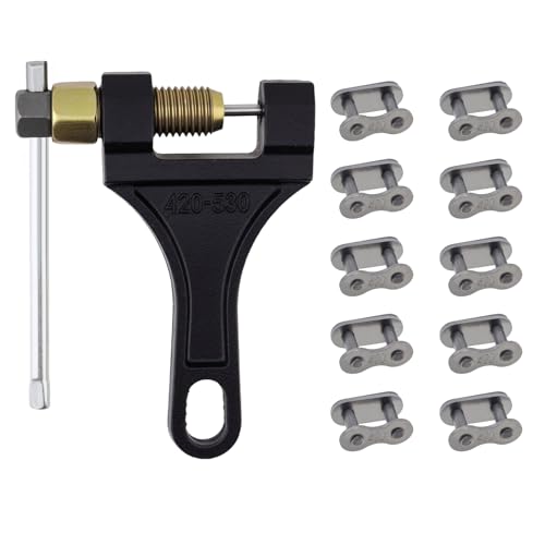 Windance Motorcycle Chain Link Breaker,Chain Pin Removal Tool with 10 Connecting Master Link for 50cc 125cc Dirt Pit Bike ATV Quad Go Kart Scooter Mini Bike (420)