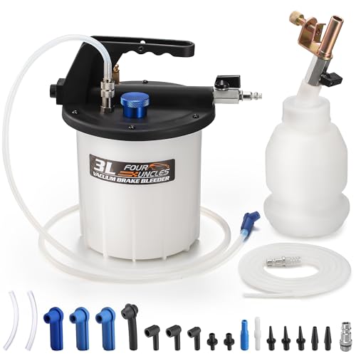 FOUR UNCLES Brake Bleeder Vacuum Pump Kit - Pneumatic Brake Fluid Extractor with 1L Refilling Bottle for Brake Fluid Bleeding, One-Person Operation - size: 3L