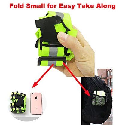 Generic Leeshow 2 Pieces Hi Viz Strap Vest,One Size Fit All Elastic High Visible Reflective Safety Gear for Walking the Dog, Night Runs, Jogging, Biking, Racing Motorists, Hunting (Black&fluorescent)