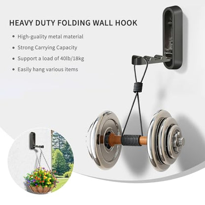 6PCS Foldable Wall Hooks, Zinc Alloy Flip Down Hooks, Retractable Wall Hooks for Bathroom, Entryway, Hanging Coats Hats Bags Keys (Black) - color: Black, size: 6 Hooks