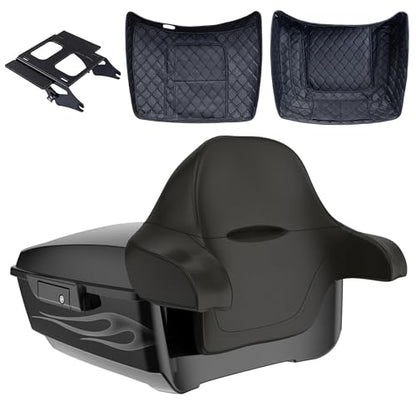 Advanblack 2024 Road Glide King Tour Trunk Pack Compatible with Harley Touring CVO Road Glide, Street Glide, 2023.5 2024 2025 Detachable Mounting Rack, Backrest & Trunk Liners (Midnight Firestorm) - color: Midnight Firestorm