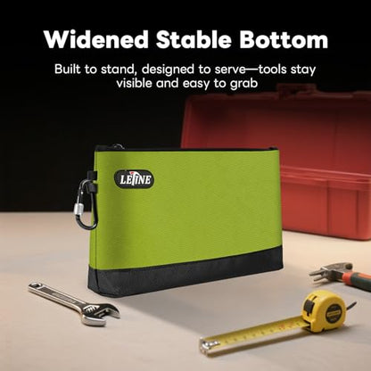 LETINE Tool Pouches Zipper Bag, Water Resistant 1680D Oxford Pouch Bags with Carabiners, Extra Wide Flat Bottom Stand-Up Tool Storage and Organizers, Multi-Size 5-Pack - size: 5 Pack Multi Size