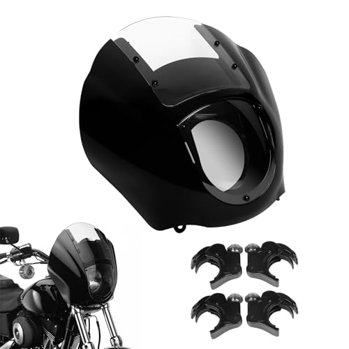 TCMT Quarter Head Fairing Windshield w/39mm Fork Clamp Fit For Harley Sportster XL1200 883 48 72 Dyna Low Rider Street Bob Wide Glide Fat Bob - color: Clear Windshield, size: 39mm Black Clamps