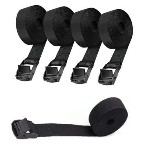 5 Pcs Lashing Straps Nylon 4' x 1" (1.2m) Adjustable Tie Down Straps Load-Bearing 550 lbs Heavy Duty Black Tension Strap with Buckles for Bike Motorcycle Cargo