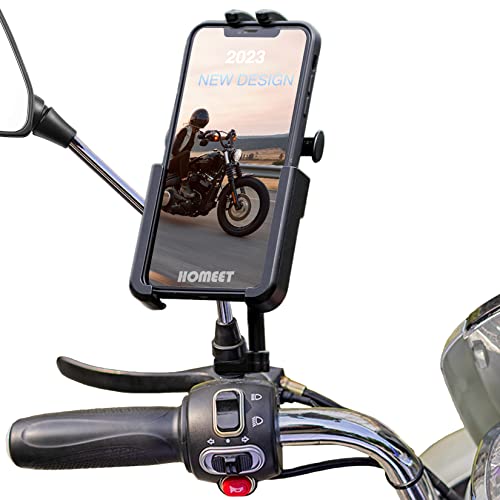 Motorcycle Phone Mount, Aluminum Alloy Scooter Cellphone Holder Moped Rearview Mirror Smartphone Universal Mount for 4.0''-7.0'' Smart Devices, 10mm Diameter, 360° Rotation, Quick Release - color: Aluminium Alloy