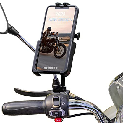 Motorcycle Phone Mount, Aluminum Alloy Scooter Cellphone Holder Moped Rearview Mirror Smartphone Universal Mount for 4.0''-7.0'' Smart Devices, 10mm Diameter, 360° Rotation, Quick Release - color: Aluminium Alloy