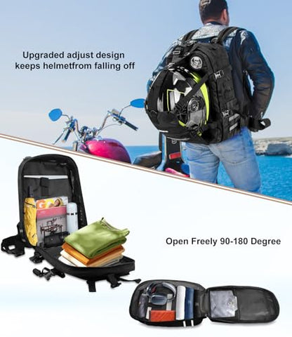 Helmet Backpack for Motorcycle Cycling, Large Capacity Waterproof Helmet Holder, Helmet Storage Bag Hiking Backpack - color: Black-skeleton
